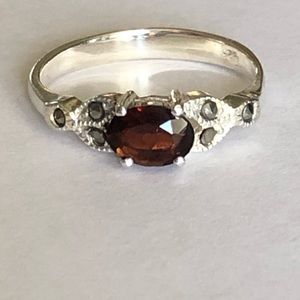 Garnet and marcasite ring